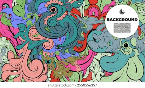 Abstract doodle art with various color. the design is suitable for poster, cover, cover book, background, flyer, print, decorative wall.