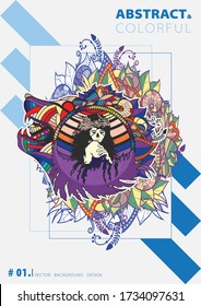 Abstract Doodle Art Wolf And Queen Full Clolours