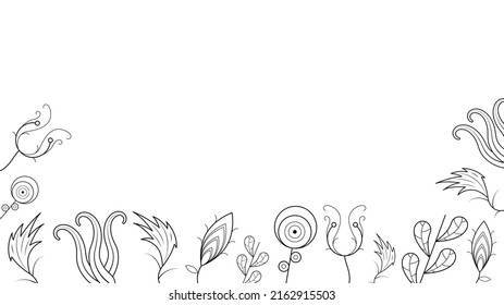 Abstract Doodle Background Nature Summer Elements Hand Drawn Collection Botanic Herbal Flora Leaf Branch Vine Flower Plant Elements Vector Desgin Style