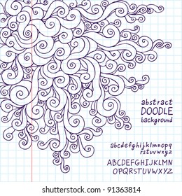 Abstract doodle background school notebook. Vector illustration.