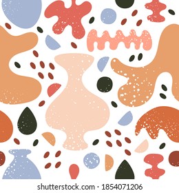 Abstract doodle background. Seamless contemporary abstract shape pattern with dynamic composition, flat vector illustration backdrop