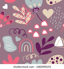 Abstract doodle background, seamless pattern
