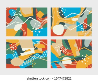 abstract doodle background set. colorful. vector