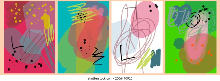 Fondo de doodle abstracto, plantilla, diseño de cubiertas artísticas, textura colorida. Patrón de moda, afiche gráfico, folleto geométrico, tarjeta.