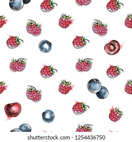 abstract doodle berry seamless pattern