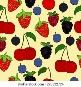 abstract doodle berry seamless pattern