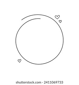 Abstrakte, doodle schwarze Hand gezeichnet runde Rahmen mit Herzen. Vektorgrafik