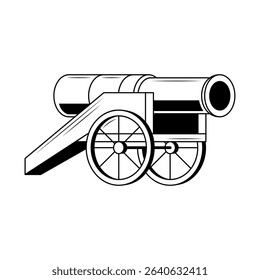 Abstract Doodle Black Line Old Connon Gun Weapon Military Fight Army Medieval History Background Vector Design Banner Party Invitation Template