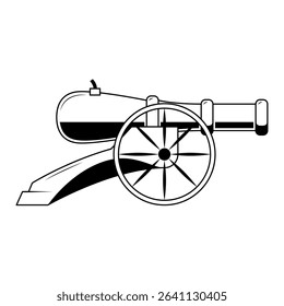 Abstract Doodle Black Line Old Connon Gun Weapon Military Fight Army Medieval History Background Vector Design Banner Party Invitation Template