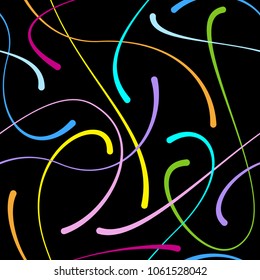 Abstract doodle blob lines. calligraphic curves vector seamless pattern, Vivid color design
