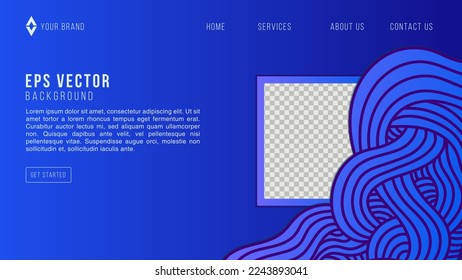 Abstract doodle blue color background for website page. Dynamic shapes composition. Vector web illustration