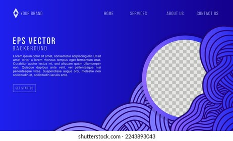 Resumen del fondo de color azul doodle para la página web. Composición dinámica de formas. Ilustración web del vector