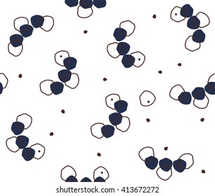 Abstract doodle blue and white circle with dot design, japanese style background pattern seamless backdrop wallpaper. Vector image