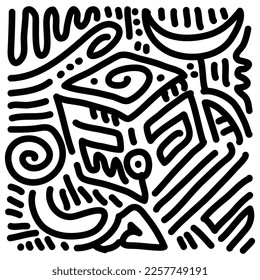 Abstract doodle of box in white background. Doodle about box and line. Simple line with doodle. Doodle for item design, landpage, fabric, or any purposes.