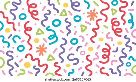Abstract doodle brush line pattern. Minimal Memphis geometric background with modern curved shapes, doodle squiggles, and simple line. abstract doodle pattern design for wallpaper, textile, and web