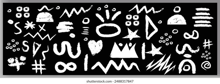 Abstract doodle brush shape geometric paint. Grunge graphic modern abstract collage element vector.