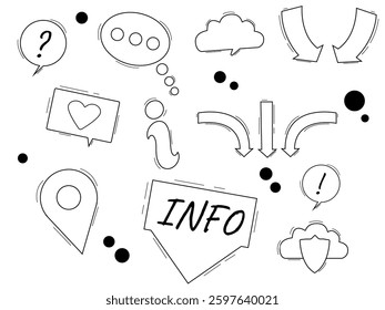 Abstract doodle bubble set on white background
Vector doodle set with bubble icons info says bubble