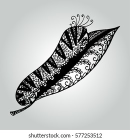 Abstract doodle caterpillar. Wildlife collection. Vector illustration