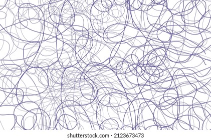 Abstract doodle chaos pattern. Violet lines in trendy color Very peri on a white background. Vector illustration
