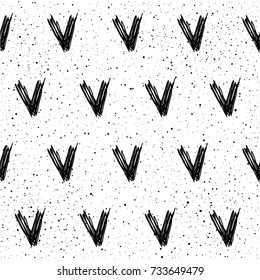 Abstract doodle check seamless patten background. Monochrome black and white patten for design greeting card, modern party invitation, halloween holiday menu, bag print, t shirt design etc.