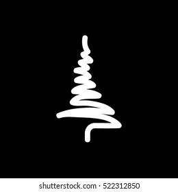abstract doodle Christmas Tree Flat Icon On Black Background
