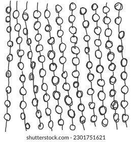 Abstract doodle circles from continuous line. Square monochrome background. Hand drawn scribbles.
