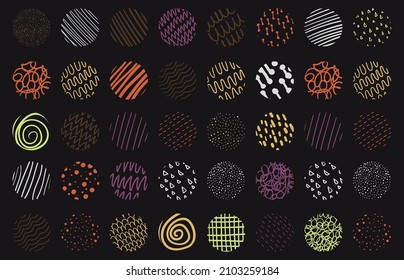 Abstract doodle circles pattern template design of artwork. Simply design for isolate hand drawing background set. Illustration vector