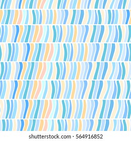 Abstract Doodle Color Stripes Vector Seamless Pattern