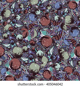 Abstract doodle composition, seamless pattern. Bright, multicolor ornament, hand drawing from a variety of decorative elements, fantasy motif. It can be used as wallpaper, wrap, fabric design