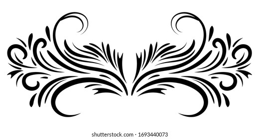 Abstract doodle curly element for design, swirl, curl. Black divider. Vector illustration.   