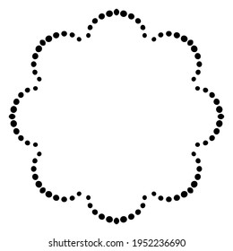 Resumen del marco redondeado de medio tono de color con doodle curly aislado sobre fondo blanco. Frontera de Mandala. 