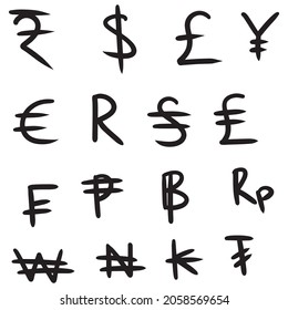 abstract doodle currency design vector set