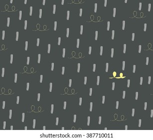 Abstract doodle cute line with rain drop on black background pattern seamless wallpaper. Vector image