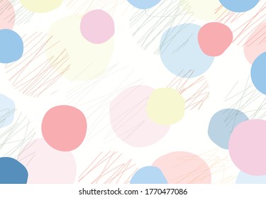 Abstract doodle cute round shape pattern design of pastel color background. Use for ad, poster, artwork, template design, print. illustration vector eps10