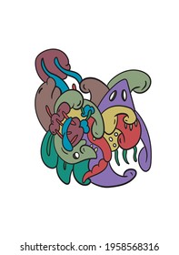 Abstract doodle design with cute and unique shapes, full of colors