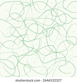 Abstract doodle drawing with green lines on a white background. Seamless pattern. Scribble vector pattern. Vector abstract scribble background.Vibrant art chaos backdrop. Creative, tangled composition