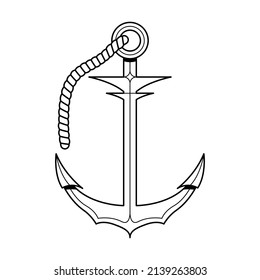 Abstract Doodle Element Hand Drawn Anchor With Rope Ship Boat Sea Ocean Sketch Vector Design Style Background Illustration Cartoon
