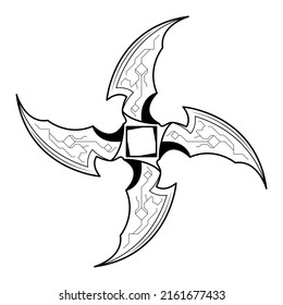 Abstract Doodle Element Hand Drawn Shuriken Weapon Ninja Sketch Vector Design Style Background Illustration Cartoon