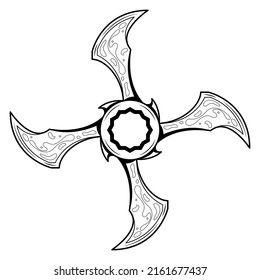 Abstract Doodle Element Hand Drawn Shuriken Weapon Ninja Sketch Vector Design Style Background Illustration Cartoon
