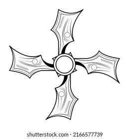 Abstract Doodle Element Hand Drawn Shuriken Weapon Ninja Sketch Vector Design Style Background Illustration Cartoon