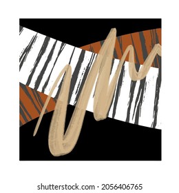 Abstract doodle element hand in retro style. Grunge texture. Abstract brush drawing. Abstract art poster. Art sketch pattern. Retro style poster. Grunge design elements. Graphic modern pattern.