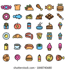 Abstract Doodle Element set. Hand Drawn Collection of Fast Food Pizza, Hamburger, Snack, Drink, Croissant Sketches. Vector Design Style Background Menu Illustration Icons