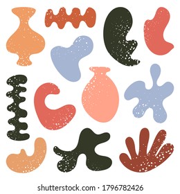 Resumen de los elementos del doodle. Formas contemporáneas de colores dibujadas a mano, formas geométricas modernas de moda, varios objetos aislados de ilustraciones vectoriales conjunto