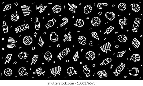 Resumen Elementos Doodle Colección Dibujada Colección Sweet Sketch Vector Diseño Estilo Antecedentes Candy Helados Crema Pasteles Deliciosos Iconos De Ilustración Ilustración