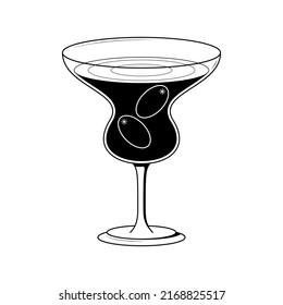 Abstract Doodle Elements Hand Drawn Drink Beverage Cocktail Alcohol With Olives Sketch Vector Design Style Background Illustration For Restaurant Cafe Illustration Icons