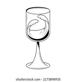 Abstract Doodle Elements Hand Drawn Drink Liquid Beverage Cocktail Alcohol With Wave Sketch Vector Design Style Background Illustration For Restaurant Cafe Illustration Icons