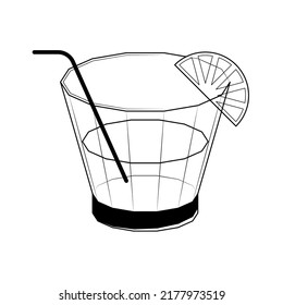 Abstract Doodle Elements Hand Drawn Drink Liquid Beverage Cocktail Alcohol With Lemon And Straw Sketch Vector Design Style Background Illustration For Restaurant Cafe Illustration Icons