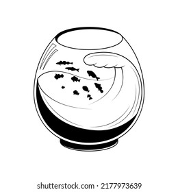 Abstract Doodle Elements Hand Drawn Drink Liquid Beverage Cocktail Alcohol With Wave And Fishes Sketch Vector Design Style Background Illustration For Restaurant Cafe Illustration Icons