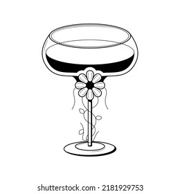 Abstract Doodle Elements Hand Drawn Drink Liquid Beverage Cocktail Alcohol With Flower Sketch Vector Design Style Background Illustration For Restaurant Cafe Illustration Icons