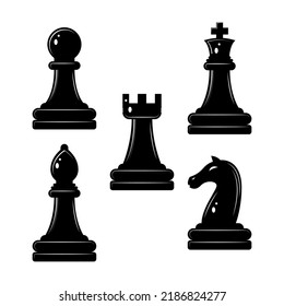 Abstract Doodle Elements Hand Drawn Outline Chess Pieces Sketch Vector Design Style Isolated On White Background Illustration For Game, Relax, Sport